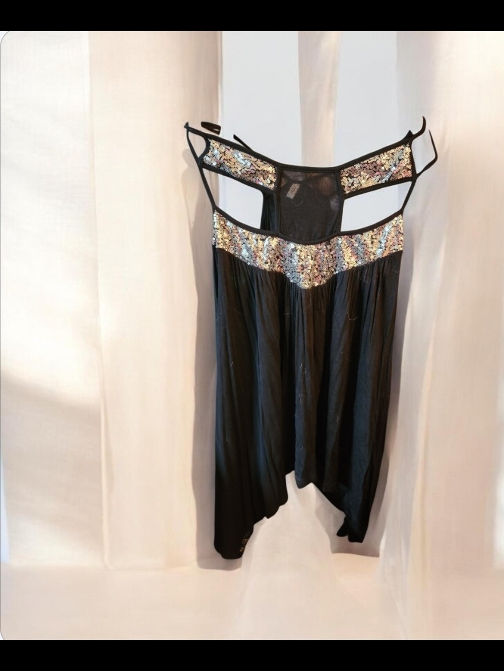 Black Sequin-Accent Strappy Women's Top■ NBNT ■ Final Price
